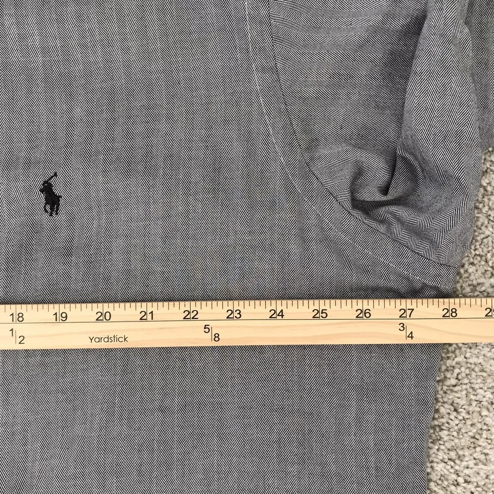 Ralph Lauren Button Down Shirt XXL Navy Herringbone Long Sleeve Pony 17.5 36/37 - Picture 7 of 10